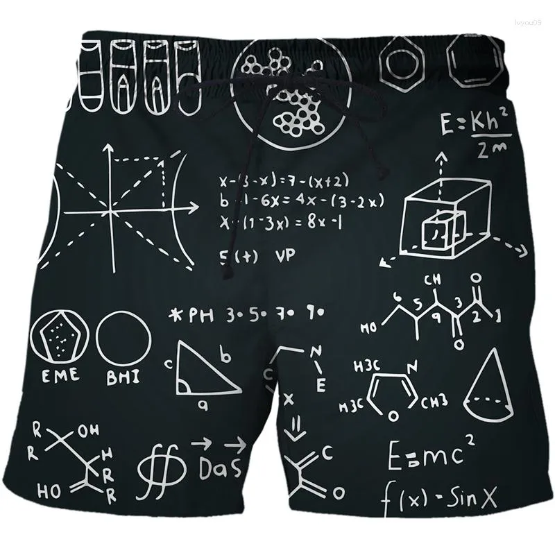 Shorts masculinos 3D Impresso Homens Casual Mulheres Matemática Fórmula Rua Harajuku Retro Funny Swimming Trunks