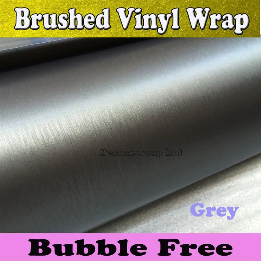 Titanium geborsteld grijs vinyl wrap car wrap film voertuig styling lucht bubble auto tuning aluminium matte cover voor 1 52x30M240m