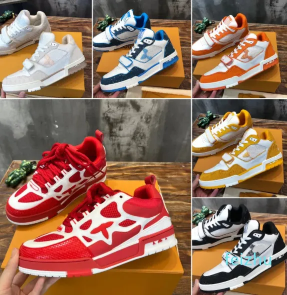 Skate Sneaker Luxury Tasarımcı Erkek Kadın Trainer Sneaker Classics Leisure Spor Ayakkabıları Moda Deri Kauçuk Yüksek kaliteli açık havada ayakkabılar