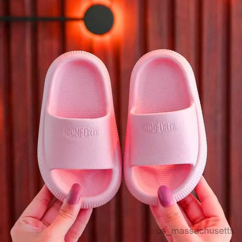Slipper Children's Solid Color Slippers Blue Yellow Pink Soft Slippers  Breathable Non-Slip Slippers Home Bathroom Beach Kids Slippers R230816