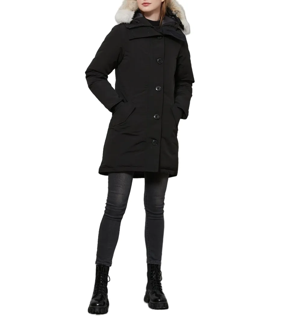 Manteau en duvet d'oie femmes vestes d'hiver col de fourrure de loup réel à capuche manteaux chauds et coupe-vent d'extérieur avec casquette amovible parka pour femme vêtements d'extérieur doudoune