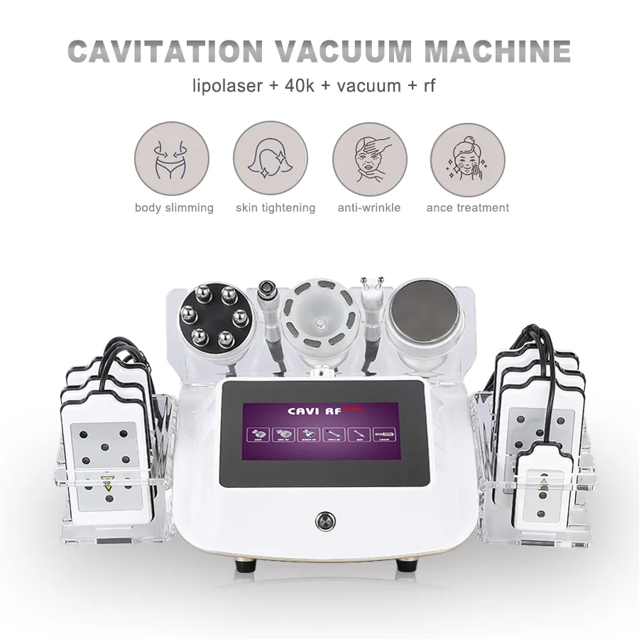 Cavitatie RF Machine 40K Ultrasone Liposuctie Vermageringsdieetmachine Sixpolaire Bipolaire Vacuüm Lichaamsvorm