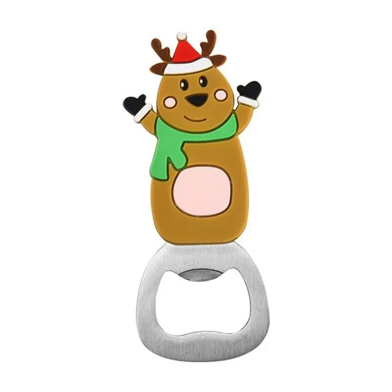 Portable Christmas Bottle Opener Stainless Steel Snowman Xmas Tree Bear Deer Santa Shaped Xmas Gift Kitchen Tool 8.16