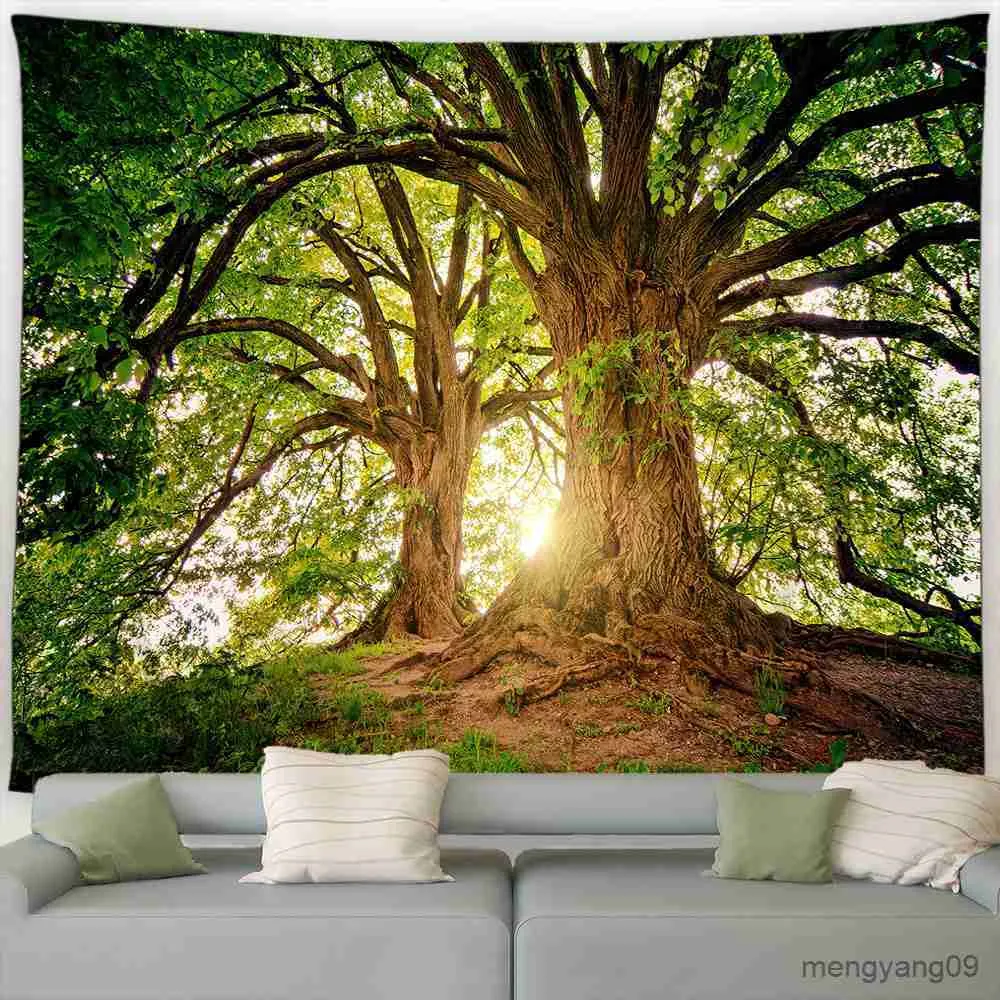 Tapestries Forest Landscape Tapestry Waterfall Tropical Plants Spring Trees Nature Scenery Garden Wall Hanging Home Living Room Dorm Decor R230816