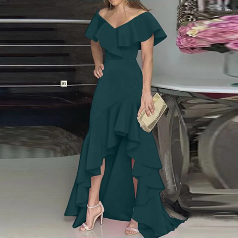 Summer Fashion: Elegant V-Neck Ruffle dress for Women - Perfect for Casual, Prom, Dinner Parties