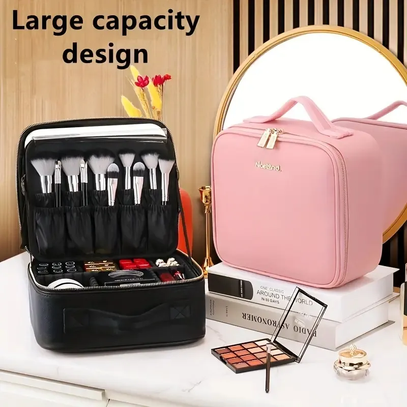 Borsa per il trucco illuminato a LED con specchio, custodia per il treno per il trucco da viaggio con divisori regolabili, portatili con manico, regalo perfetto per ragazze e donne