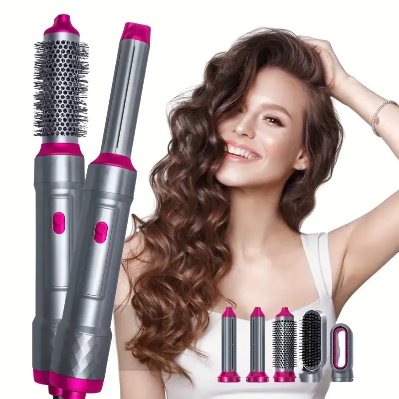 Conjunto de pincéis de ar quente de 6 em 1: Ferramenta de estilo de íons negativos para mulheres e meninas-volumize, endireitam e enrole os cabelos com facilidade!