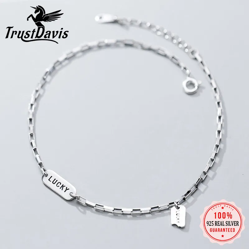 Anklets Trustdavis Minumalist 925 Sterling Silver Fashion Cletter Luckyanklets for Women's Valentine's Day Gifter Jewelry DA732 230816