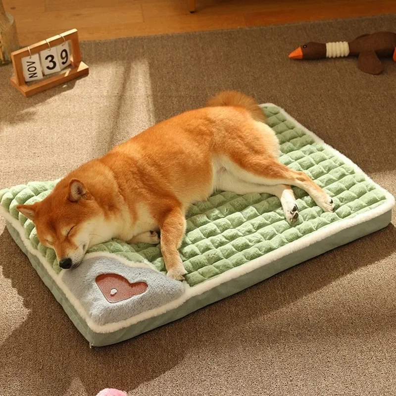 犬小屋のペン冬の暖かい犬のベッドマット肥厚した犬のソファマットのための小さな大きな犬猫ディープスリープ綿毛ベッド取り外し可能な洗えるペットベッド230816