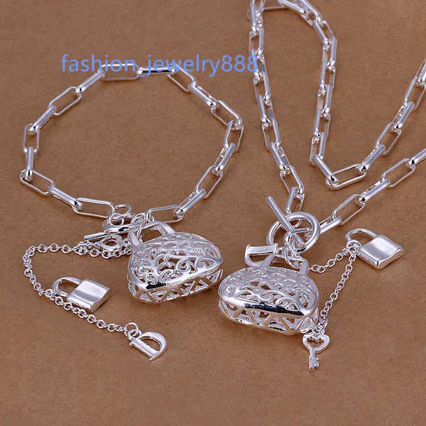 Högklass 925 Sterling Silver Checkered Chain Hanging Bag smyckesuppsättning DFMSS006 Helt ny fabriksdirekt 925 Silverhalsbandsarmband