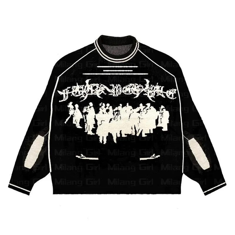 Suéteres masculinos suéter de rua de hip hop maconha masculino homem gótico hassett padrão pulôver de tamanho grande inverno harajuku algodão suéter 230815
