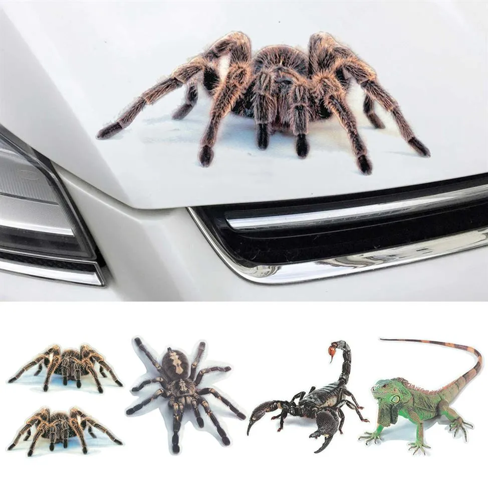 3D Spider Lizard Schorpioen Auto Sticker Dierlijke voertuig Raam Mirror Bumper Decal Decor Waterresistente High Stickiness237J