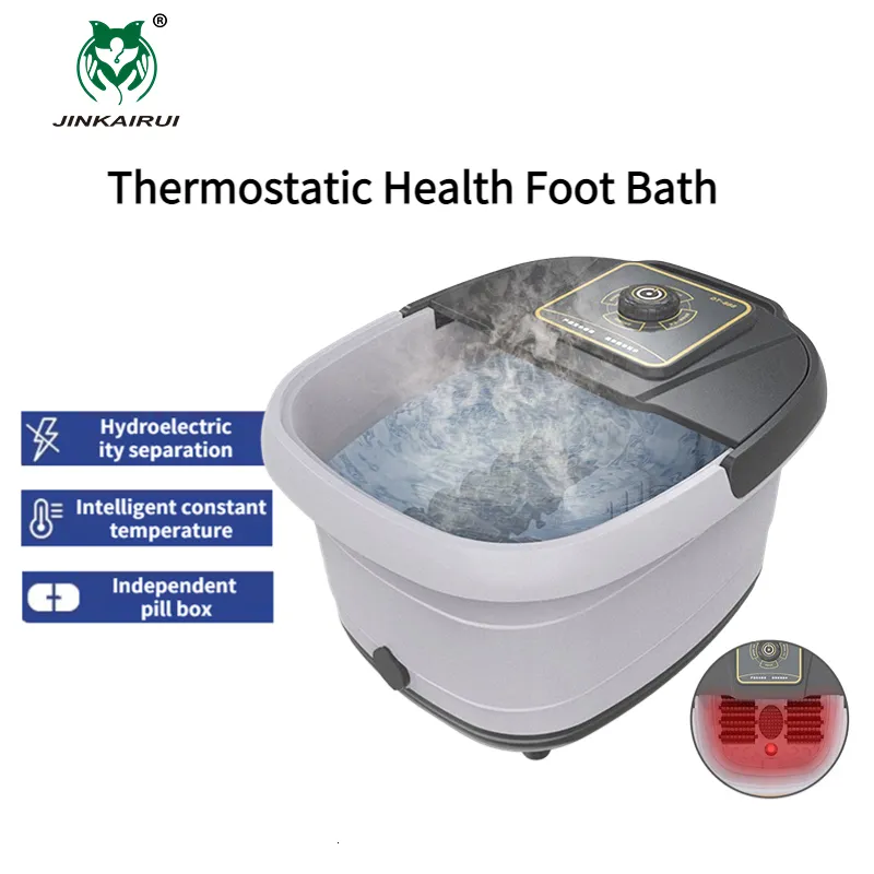 Foot Treatment JKR Foot Spa Bath Massage Machine 12 Roller Heated Feet Washing Tub Relieve Fatigue Constant Temperature Foot Care For Home Gift 230815