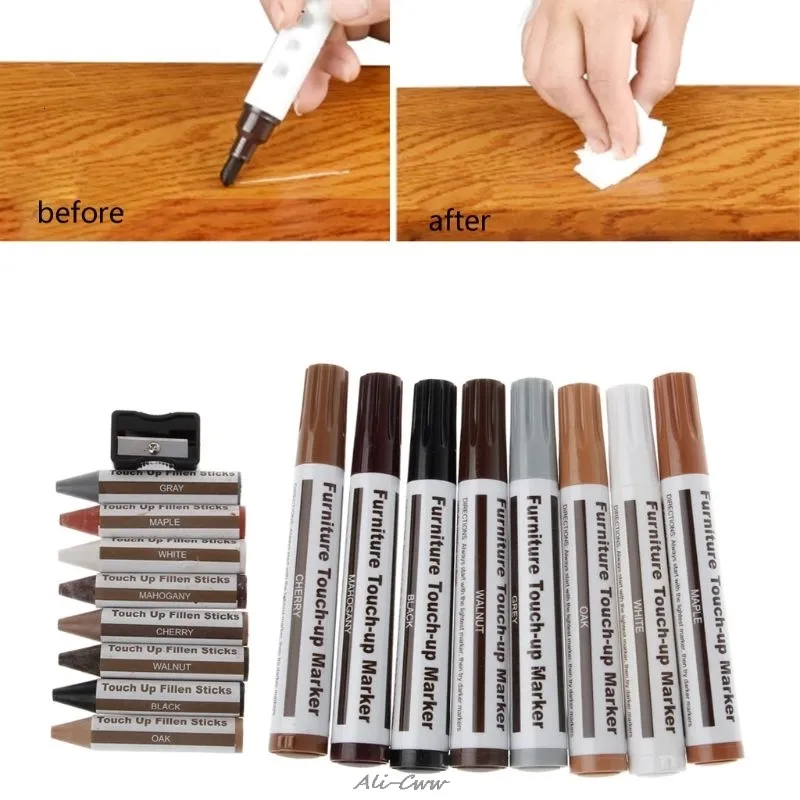 Painting Pens 21Pcs Furniture Touch Up Kit Markers amp Filler Sticks Wood Scratches Restore scratch patch paint pen wood composite repair 230815