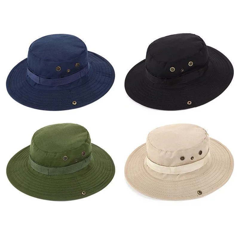 Cappelli a bordo largo giungla camuffamento secchio pieghevole uomini e donne all'aperto sunsn una taglia unica si adatta a tutto il cappello rotondo a colore solido casual benny cap dhdkg