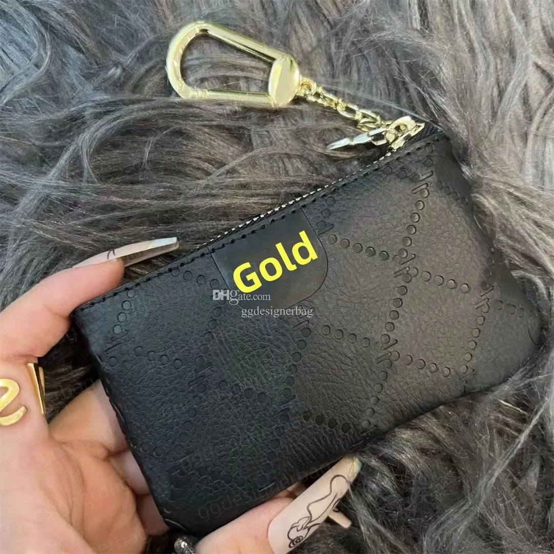 Designer Mini Zipper Wallet Genuine Leather Coin Purse Man Woman Luxury Letter Design Travel Documents Passport Credit ID Card Holder Keychain Pocket Bag