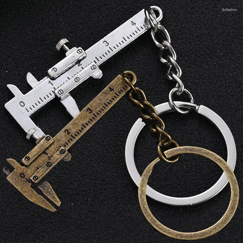 Keychains Portable Mini Metal Ruler Vernier Caliper Key Chain Movely Model Keychain Creative Gift
