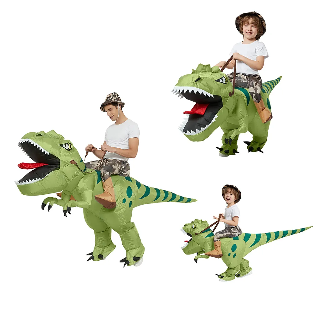 Besondere Anlässe Lustige Kinder Erwachsene aufblasbare Reiten Grüne Dinosaurier Cosplay Kostüm Kinder Zettel Kleid Halloween Feiertag Themenparty 230815