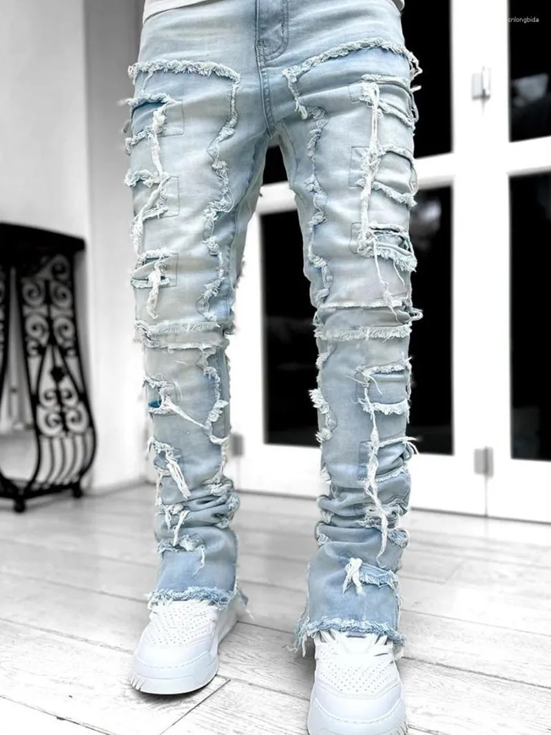 Mens Jeans 2023 Cool nödställda rippade smala passformar Stretch Denim Pants Streetwear Style Fashion Clothes Iymd