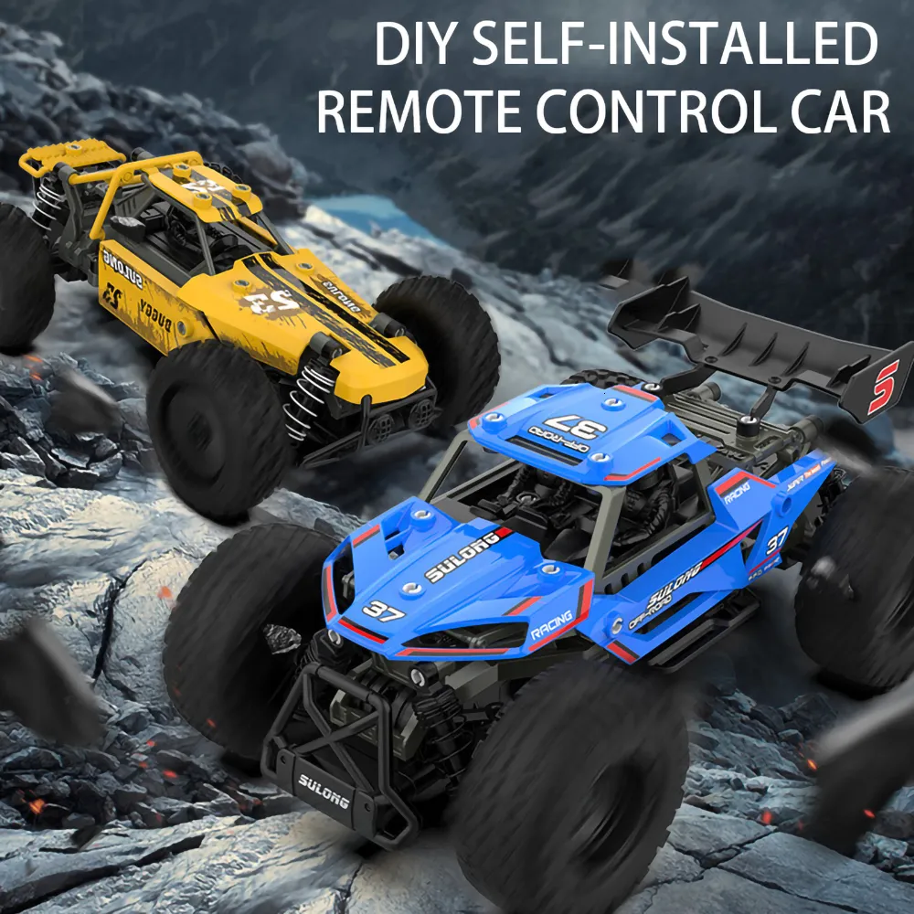 Diecast Model Car DIY Assembly Control Control Car 2.4g عالي السرعة الصبي للتجميع الذاتي لعبة عيد ميلاد الأطفال هدية عطلة 230815