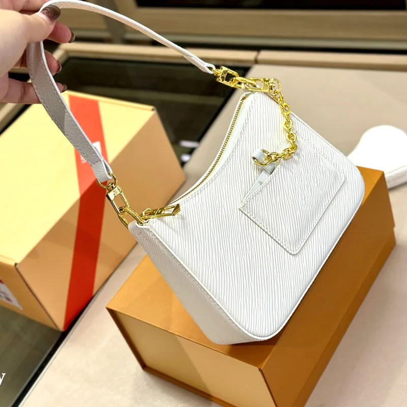 Fashion Premium Beauty Underarm bag White beauty Sugar color underarm and crossbody water corrugated leather more durable with folding box aircraft box 20X14