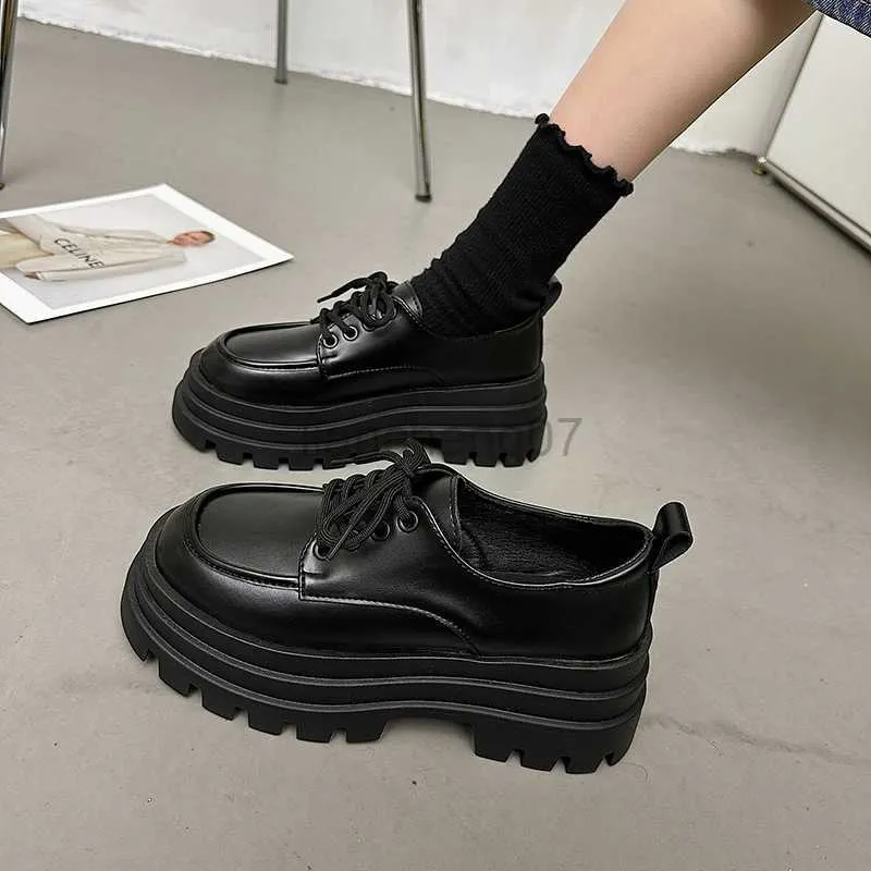 Dress Shoes Korean Shoes British Style Oxfords Women's White Sneakers Clogs Platform Autumn Female Footwear 2022 New Preppy Leather Summer CL0816