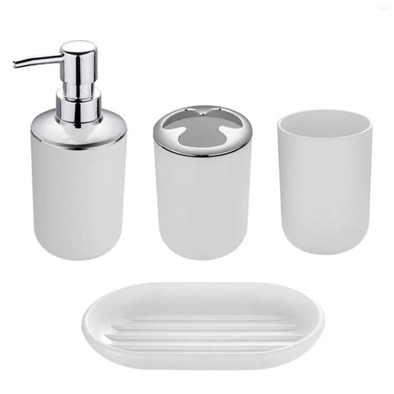 Banyo Aksesuar Seti 4pcs Sabun Bulma Tumbler Sıvı Şişe Ev Anti Kayma El Uzay Tasarrufu Hediye Duş Diş Fırçası Tutucu Banyo Aksesuarları