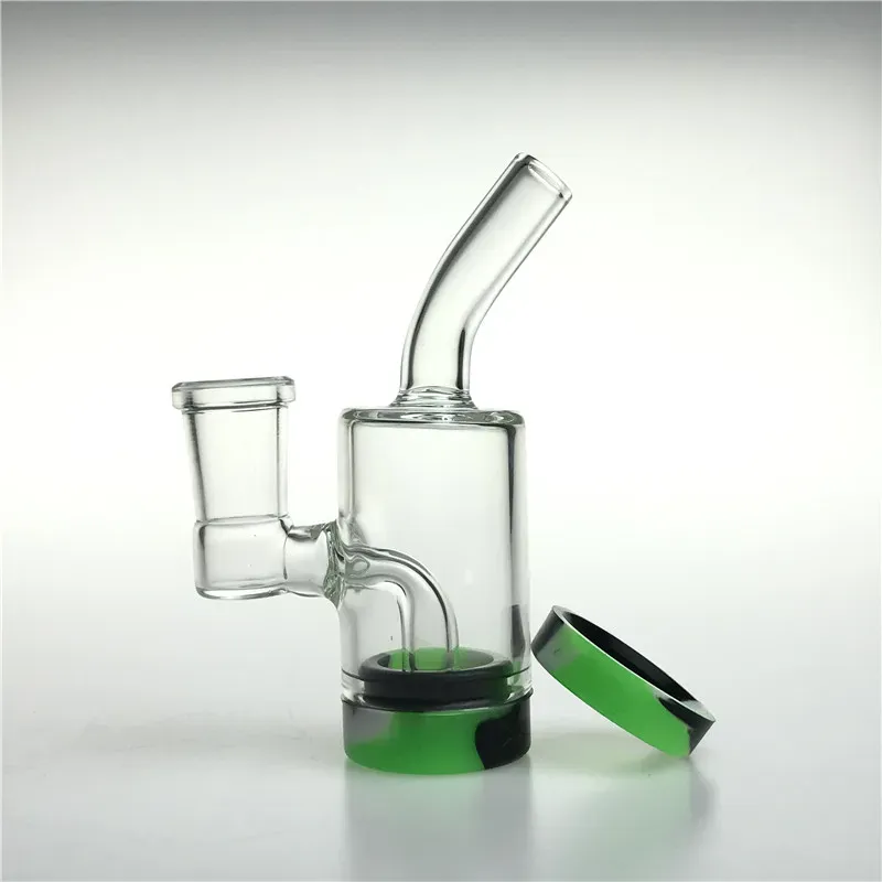 4 Inch 14mm Female Glass Bong with Hookah 10 ML Silicone Bottom Container Reclaimer Thick Heady Recycler Water Bongs Beaker Smoking Pipes