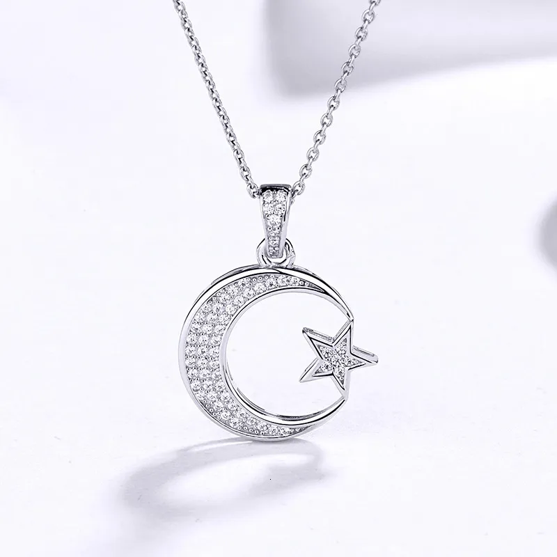 Pendanthalsband Sodrov 925 Sterling Silver Moon and Star Necklace For Women Jewelry Crescent Moon Necklace 230816