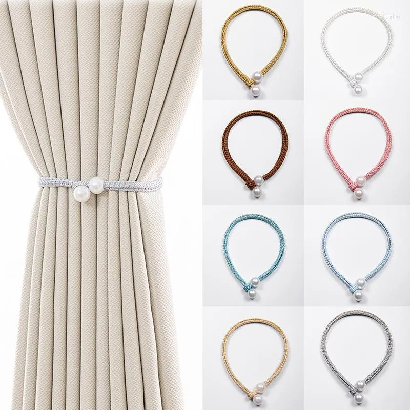 Curtain 2Pcs Imitation Pearl Tie Holder Adjustable Curtains Back Buckle Rope Clip Home Decoration