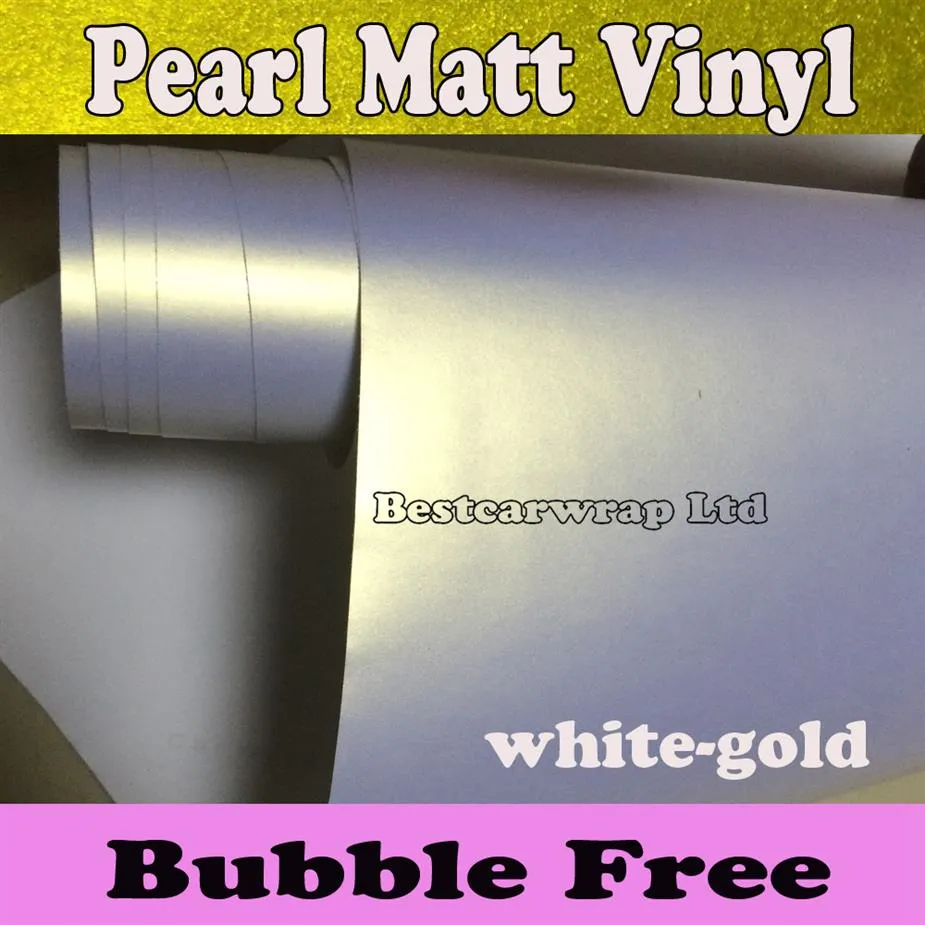 Peral weiß bis goldener Vinylverpackung Weißer Perlmatt Matte Vinyl Car Wraping Film Aufkleber mit Luftabfluss Fahrzeug Styling 1 52 20m ROL298S