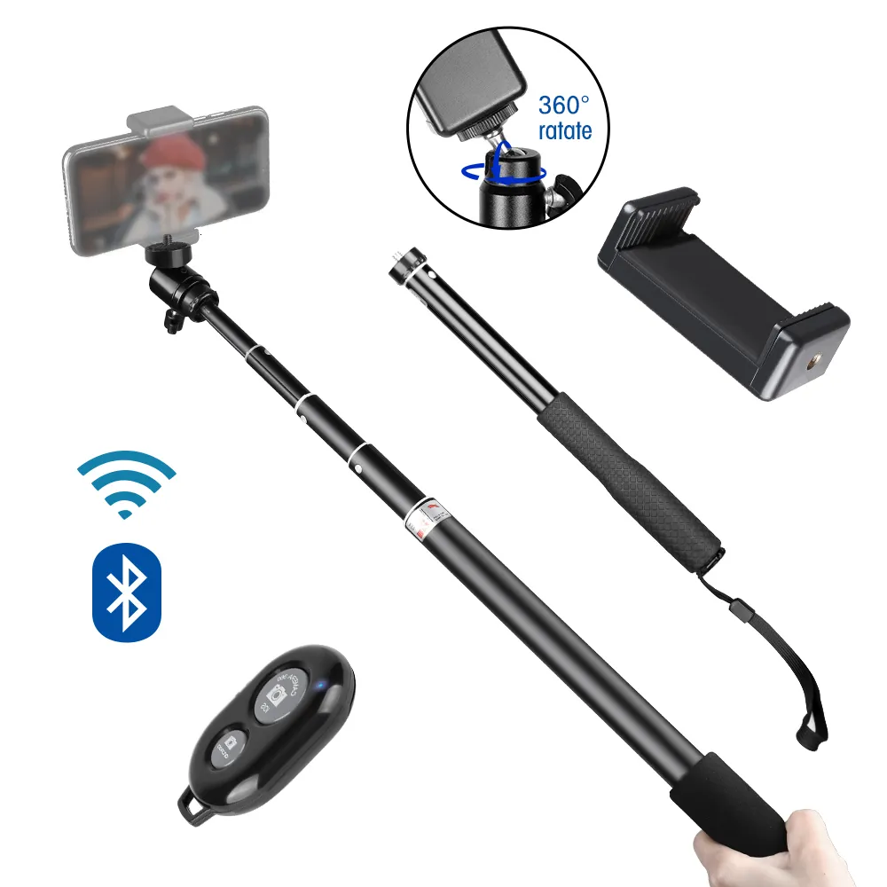 Selfie monopods tripé para telefone portátil stick stand anel vlog stand com bluetooth remoto controle 230816