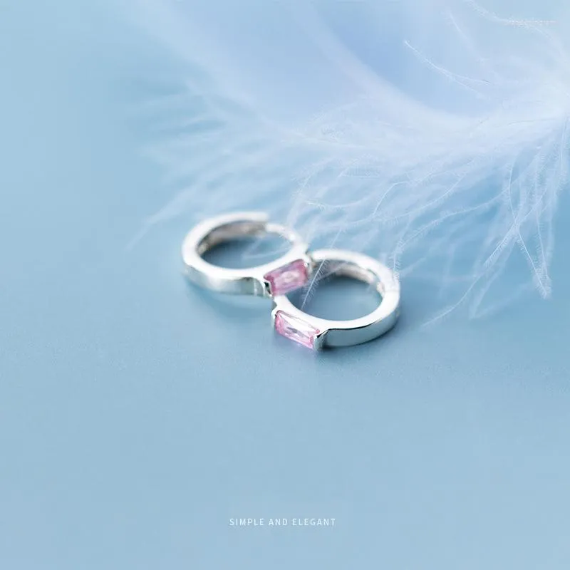 Hoop Ohrringe Modian Pink Crystal unregelmäßiger Ohrring für Frauen Mode 925 Sterling Silber Luxus Fine Juwely Party Geschenk
