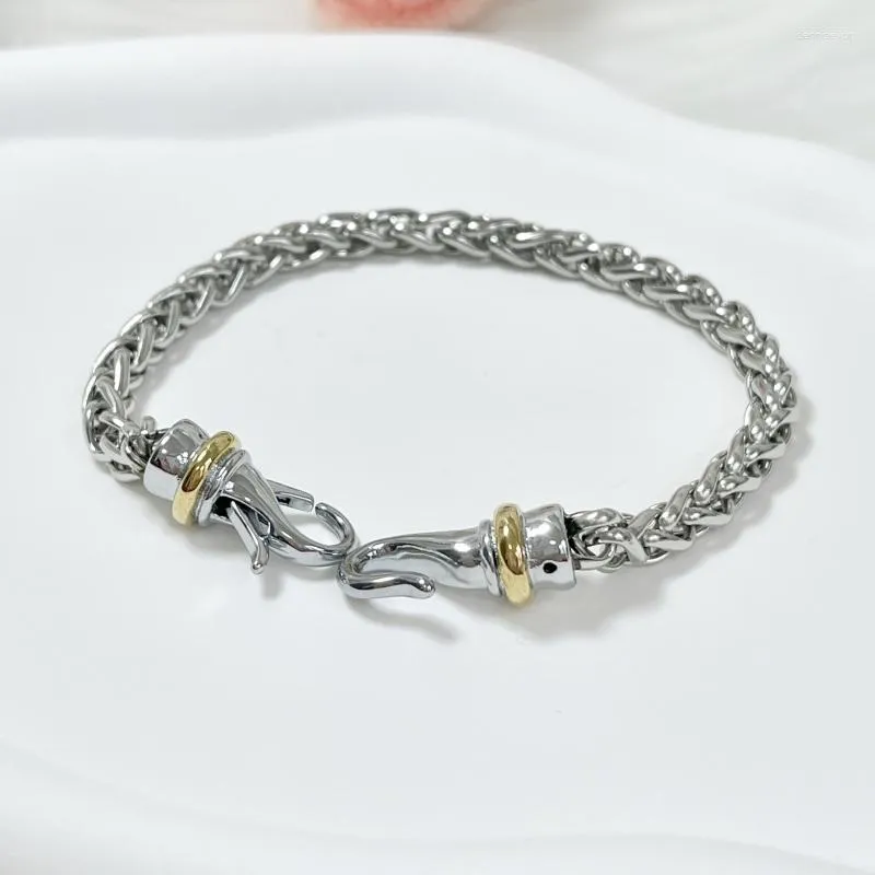 Charm Bracelets David Y Hook Twisted Wire Buckle Bracelet In Sterling Silver With 14K Yellow Plated