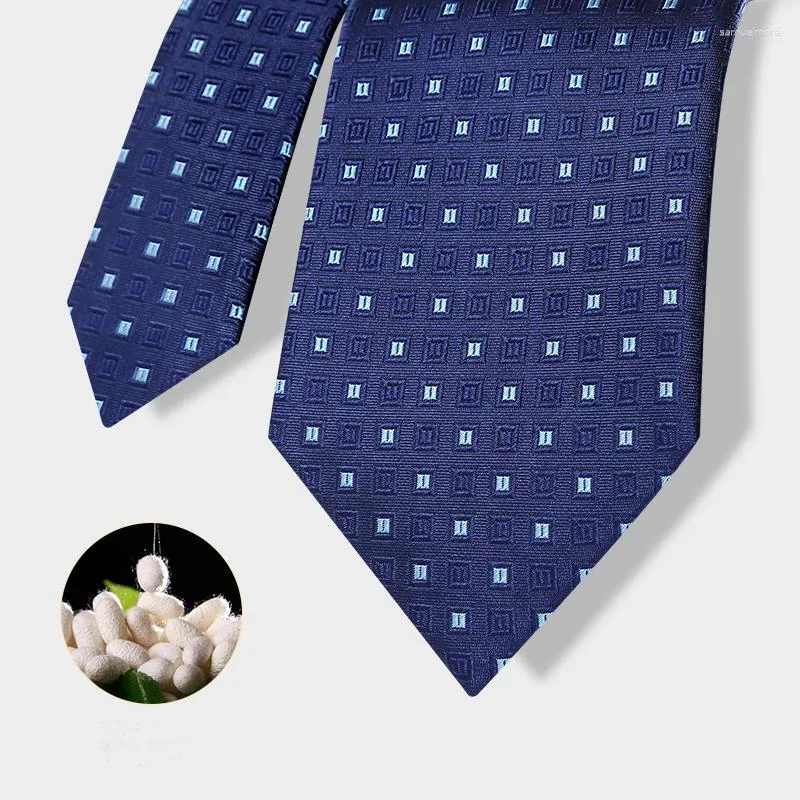 Papillaggio blu cravatta di seta larga 8 cm per uomo abiti da moda per le matrimoni camicie cutanea con scatola regalo