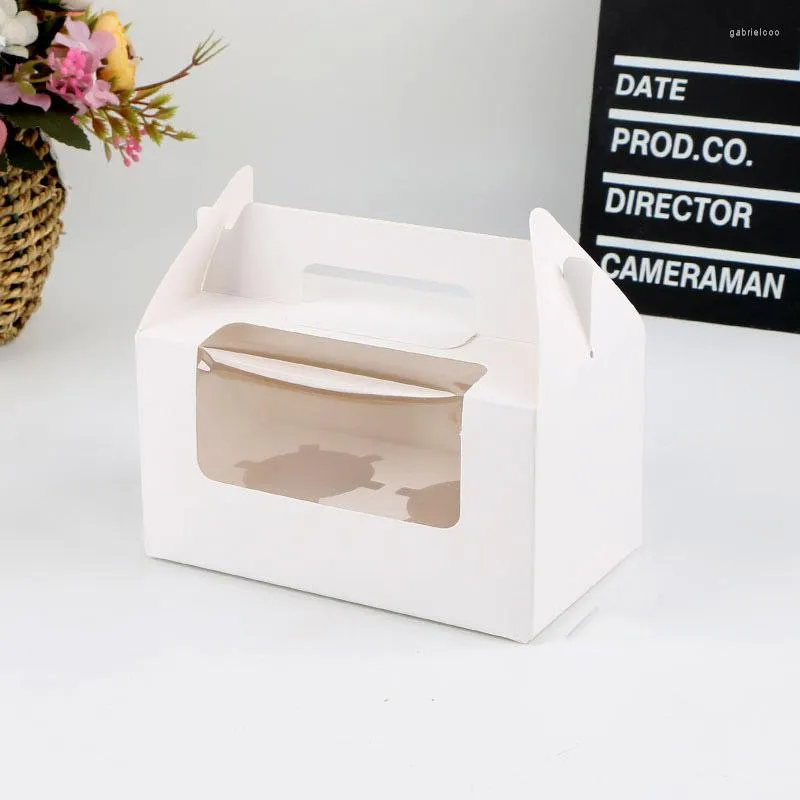 Gift Wrap 10pcs Handheld Baking Packaging Boxes With Transparent Window For Wedding Birthday Baptism Party Candy Pastry Cake Box