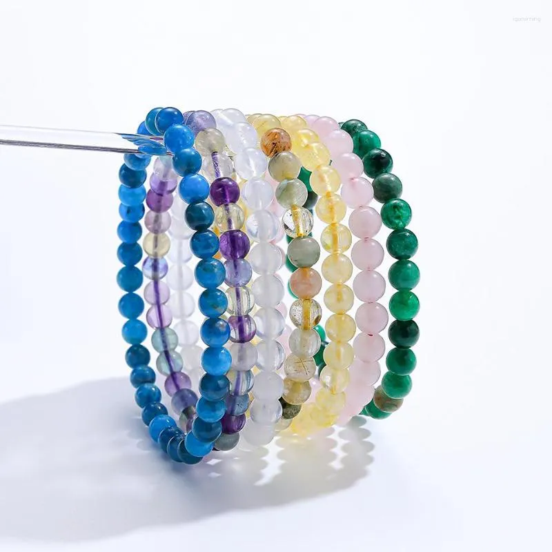 Strand 6mm Natural Stone Armband till hands för kvinnor Apate smycken Set stretch Bangle föremål med månhandarbete