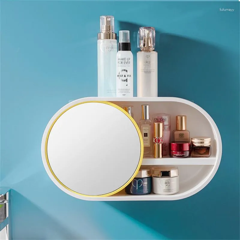 Boîtes de rangement Boîte de sauvegarde du miroir Miroir Autohéion Murmage Armoire de l'armoire Cosmetic