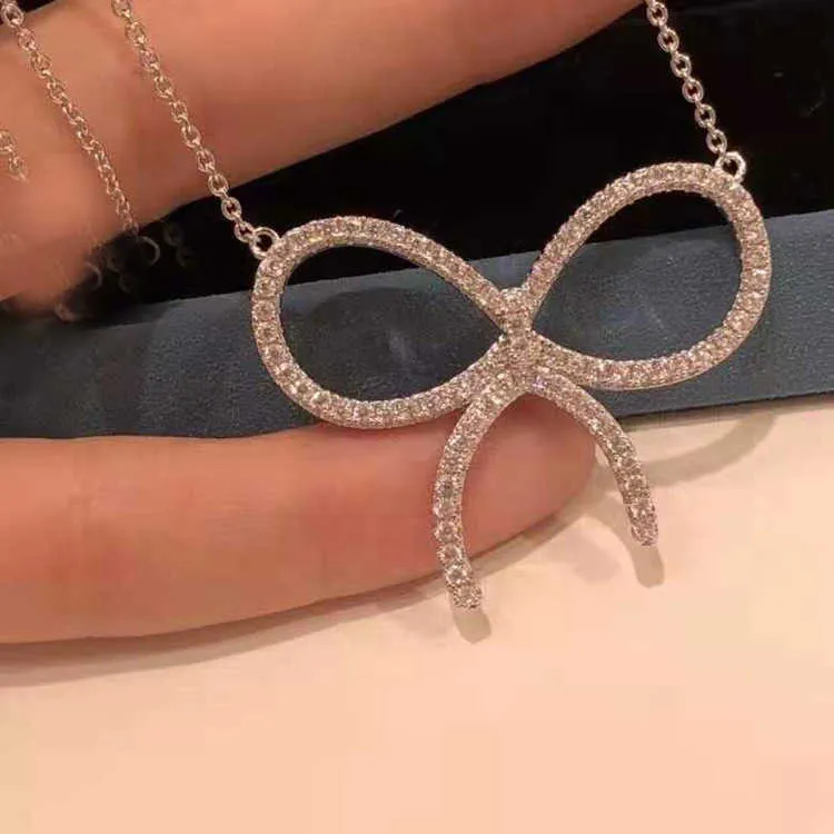 Версия дизайнерского бренда Новое микро -инкрустированное бриллиантовое ожерелье Тиффэйс Ожерелье для лука
