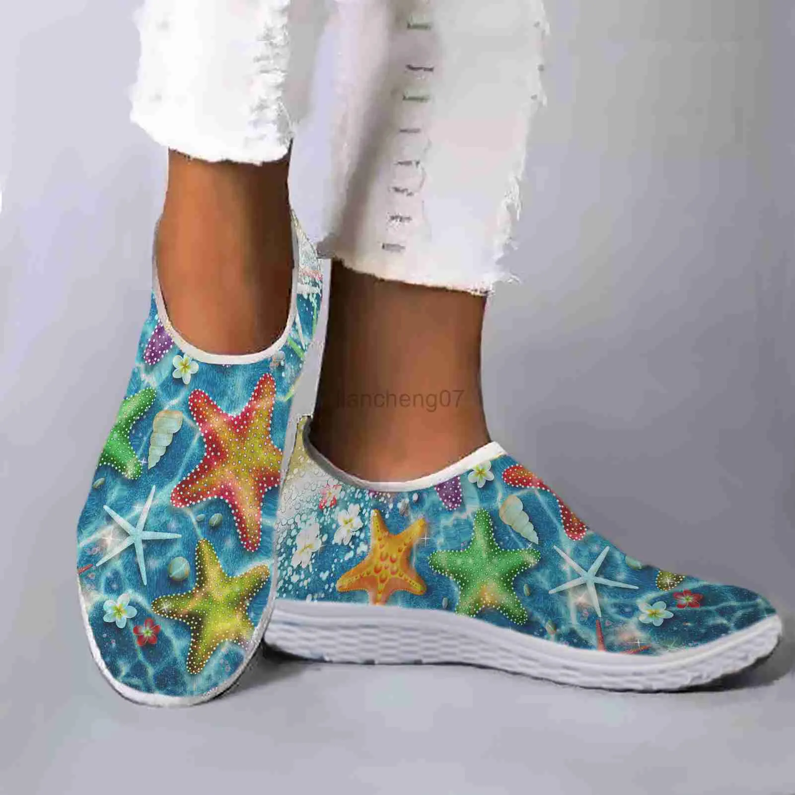 Klänningskor InstantArts Fashion Undersea STARFISH PRINT Lätt fritidskor Ny kvinnors slip på skor komfort avslappnade sneakers zapatosl0816