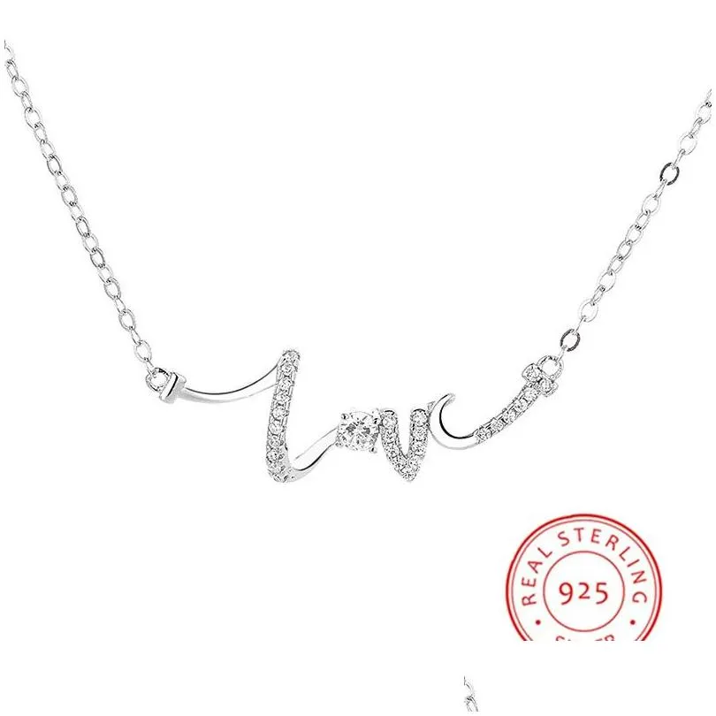 Collane a sospensione collana d'amore personalizzata 925 Sterling Sier Zircon Letter Gioielli per le donne Droping Delivery Pendianti DHWBC