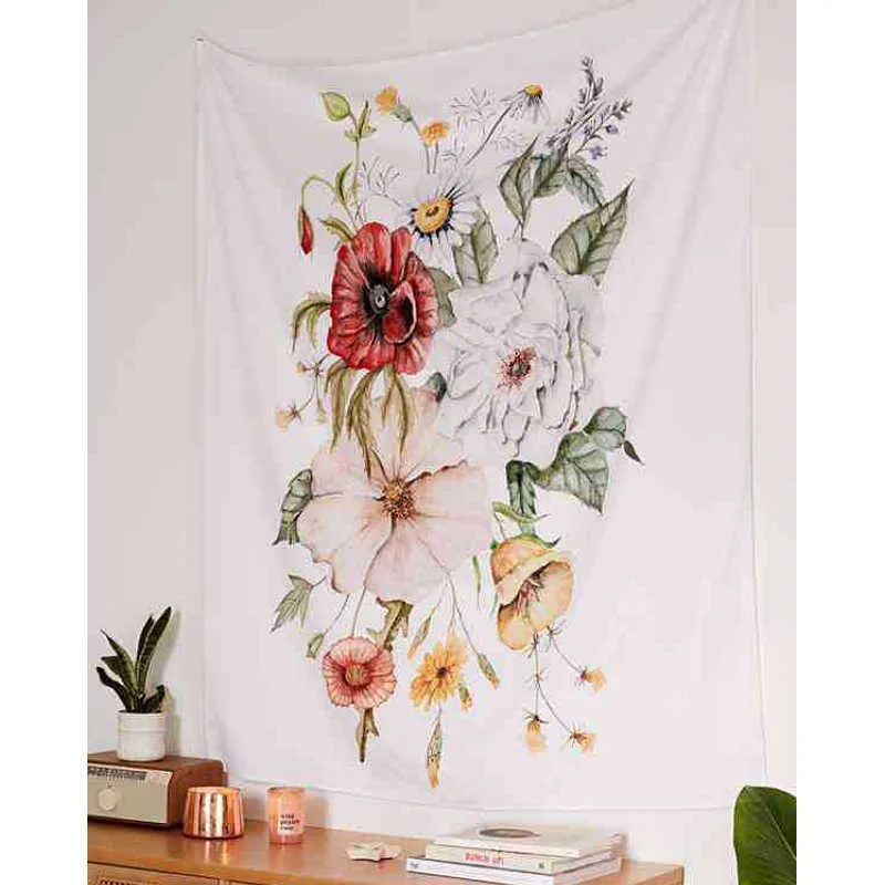 Tapices para el hogar, tapiz Floral para colgar en la pared, tapices para colgar en la pared con flores rosas, decoración con estampado de plantas, decoración estética para la habitación
