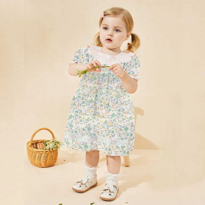 女の子のドレスプリンセスドレス子供の女の子の赤ちゃんサマーピンクの花柄のドレスシェルレディース発信スカート
