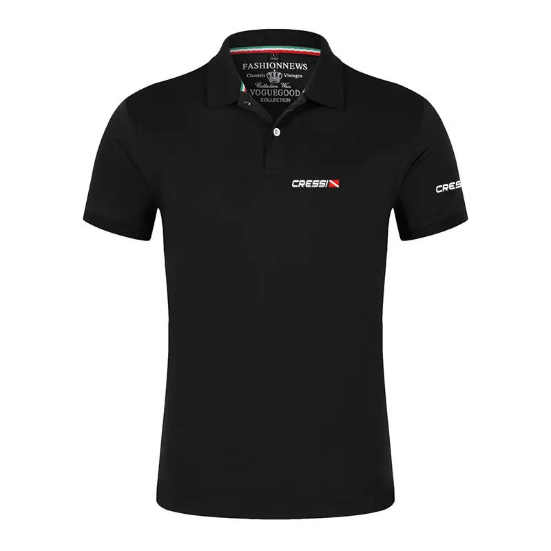 Mens Polos tryckning scuba dyk cressi mode sommaren hight kvalitet polo skjorta klassisk smal passform vild fast färg tshirt topps 230815