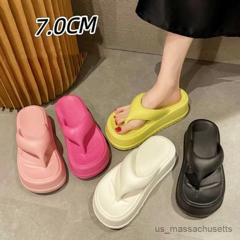 Slipper Women Flip Flops Thick Sole Wedge Platform Sandaler Girls Outdoor Fashion Clip Toe Non-Slip Home Slippers R230816