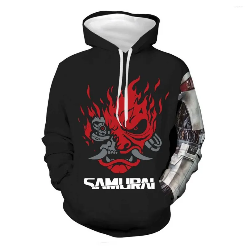 Men's Hoodies Game Anime Cosplay Men Funny 3D Print Polyester Samurai Graphic Printed Casual Sweatshirt