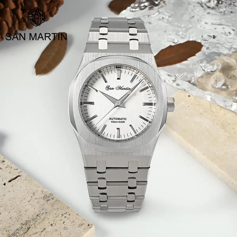 San Martin 38.5mm Automatic Mechanical Watch Stainless Steel Band White Dial Sapphire Glass 10ATM Water Resistant Men s Diver Watch Miyota 9015