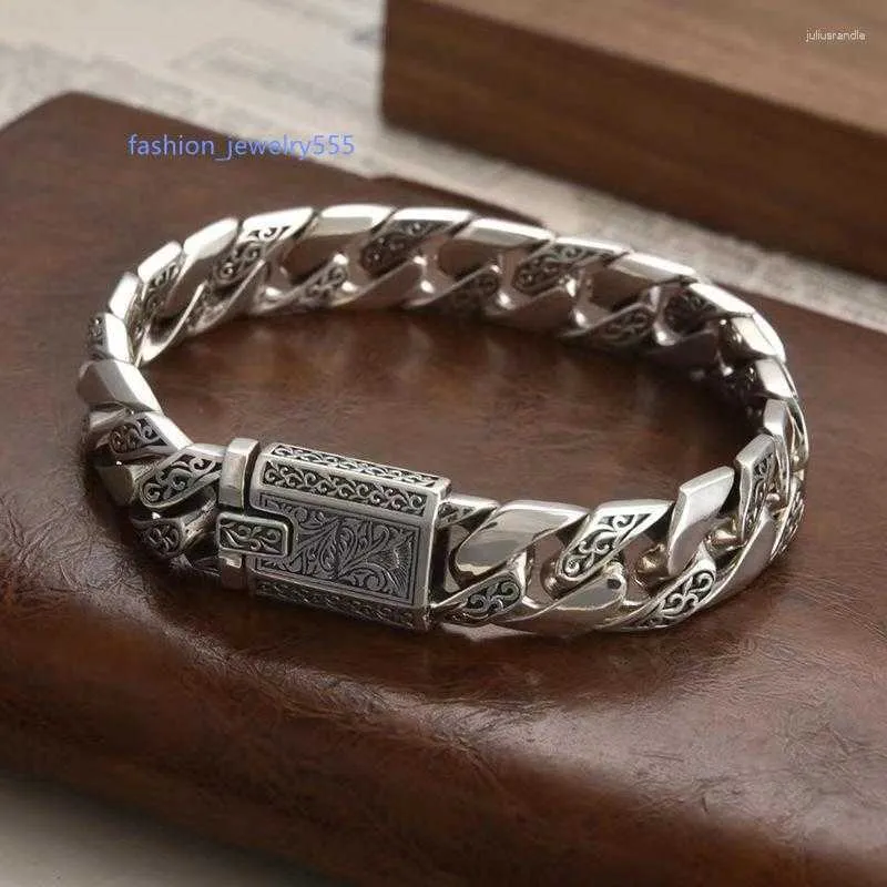 Chain Link Bracelets DEEPFOREST Silver Color Eternal Vine Cuban Chain European Personality Men's Hip-Hop Accessories Trend Domineering Thick