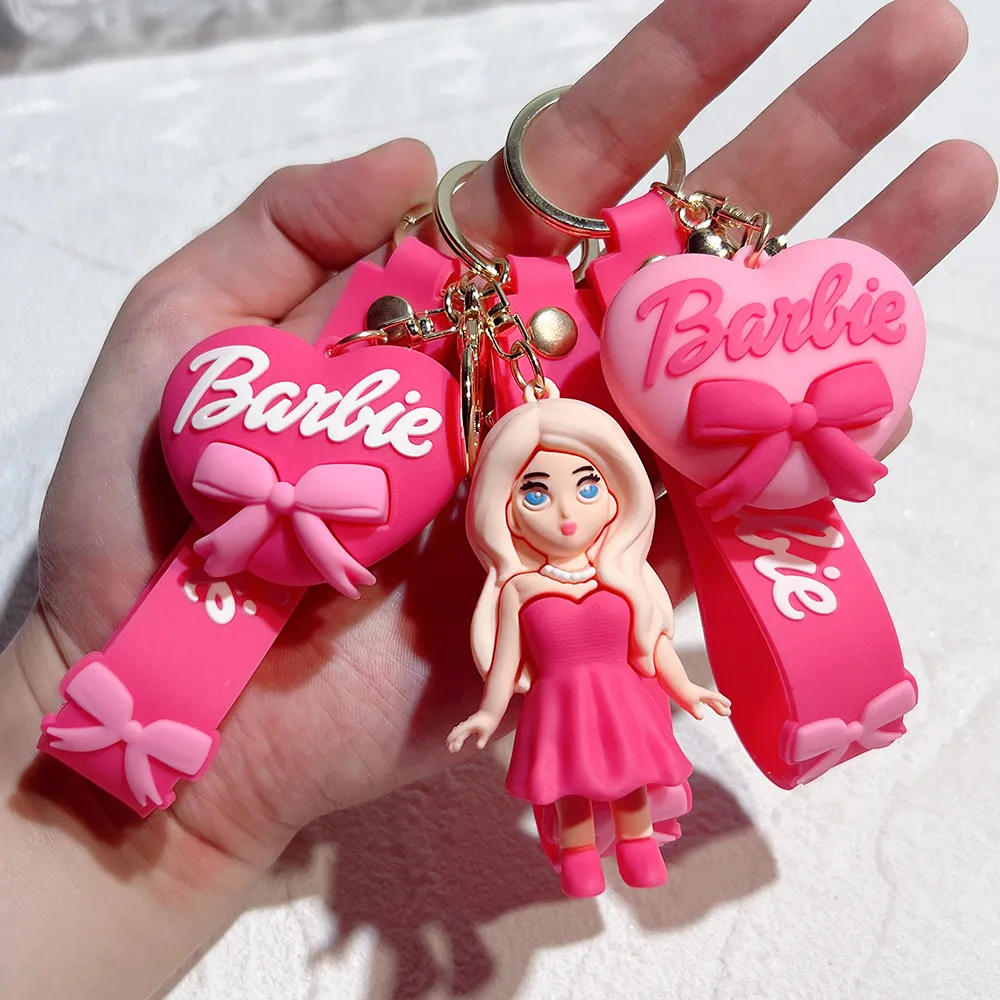 Cute Barbie Keychain Silicone Toy Pendant Kawaii Backpack Bag Decor  Birthday Gifts for Kids