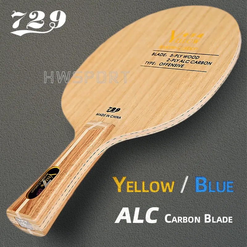 Masa Tenis Raquets 729 Dostluk Sarı Alc Masa Tenis Blade 5 Ahşap 2 Arylat Karbon Profesyonel Ping Pong Blade Mavi Alc Saldırgan 230815